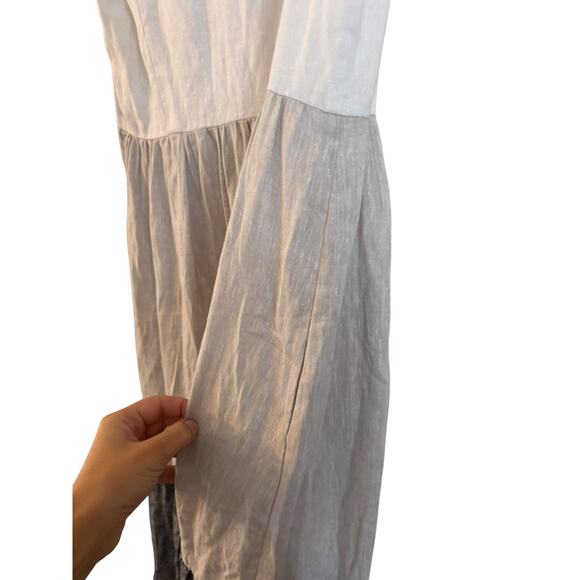 Joie Womens Linen Maxi Dress Small Colorblock Jeweled Neck Minimalist Coastal - Picture 6 of 8